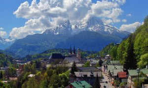 The town of Berchtesgaden shadowed by the Watzmann. Photo by Eric Sorenson, used under CC-BY-SA-3.0.