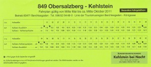 Hintereck-Kehlsteinhaus Timetable