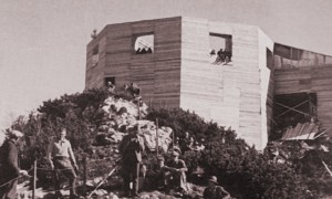 The wooden structure of the house under construction