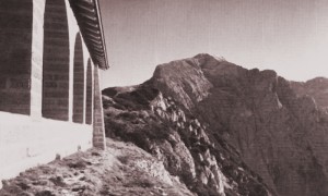 The southwest-facing side of the Kehlsteinhaus, with the Hohen Göll in the background