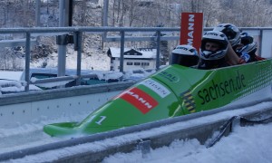 Bobsleigh at Königssee in winter